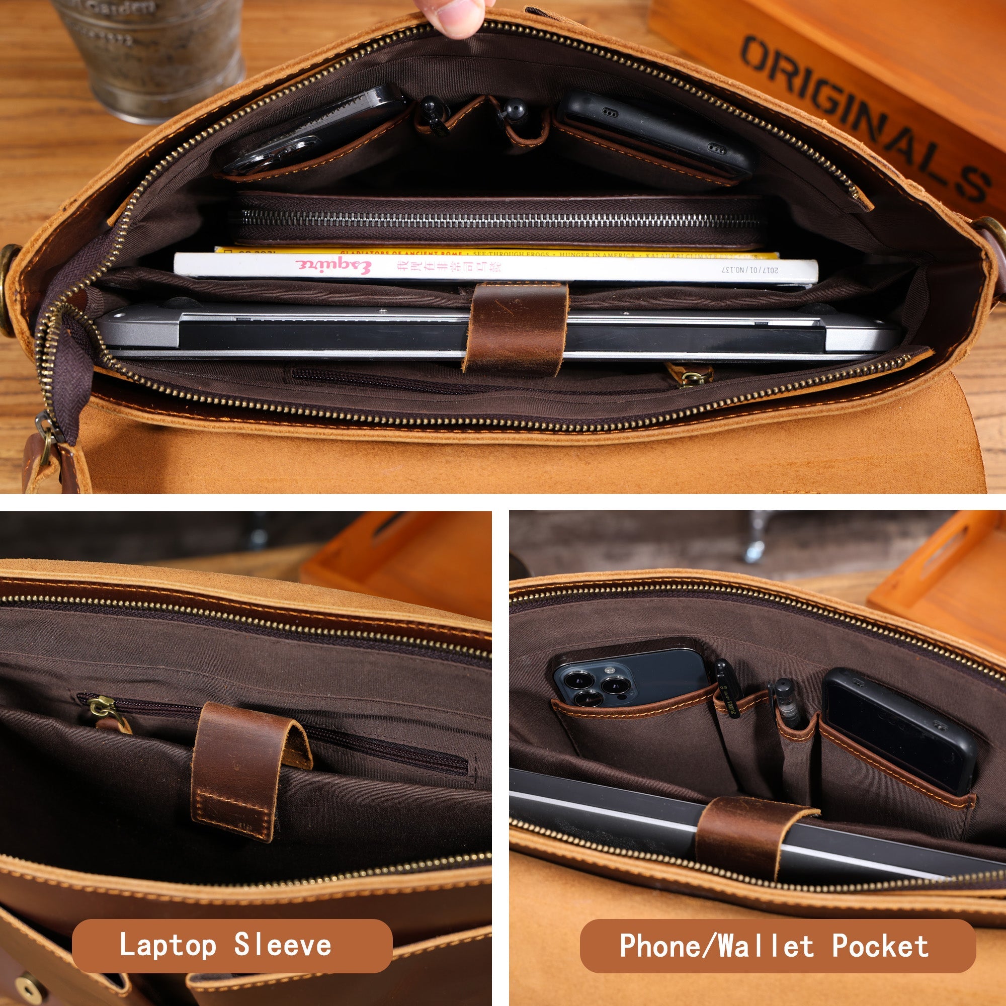 Vintage Genuine Leather Brifecase For Men