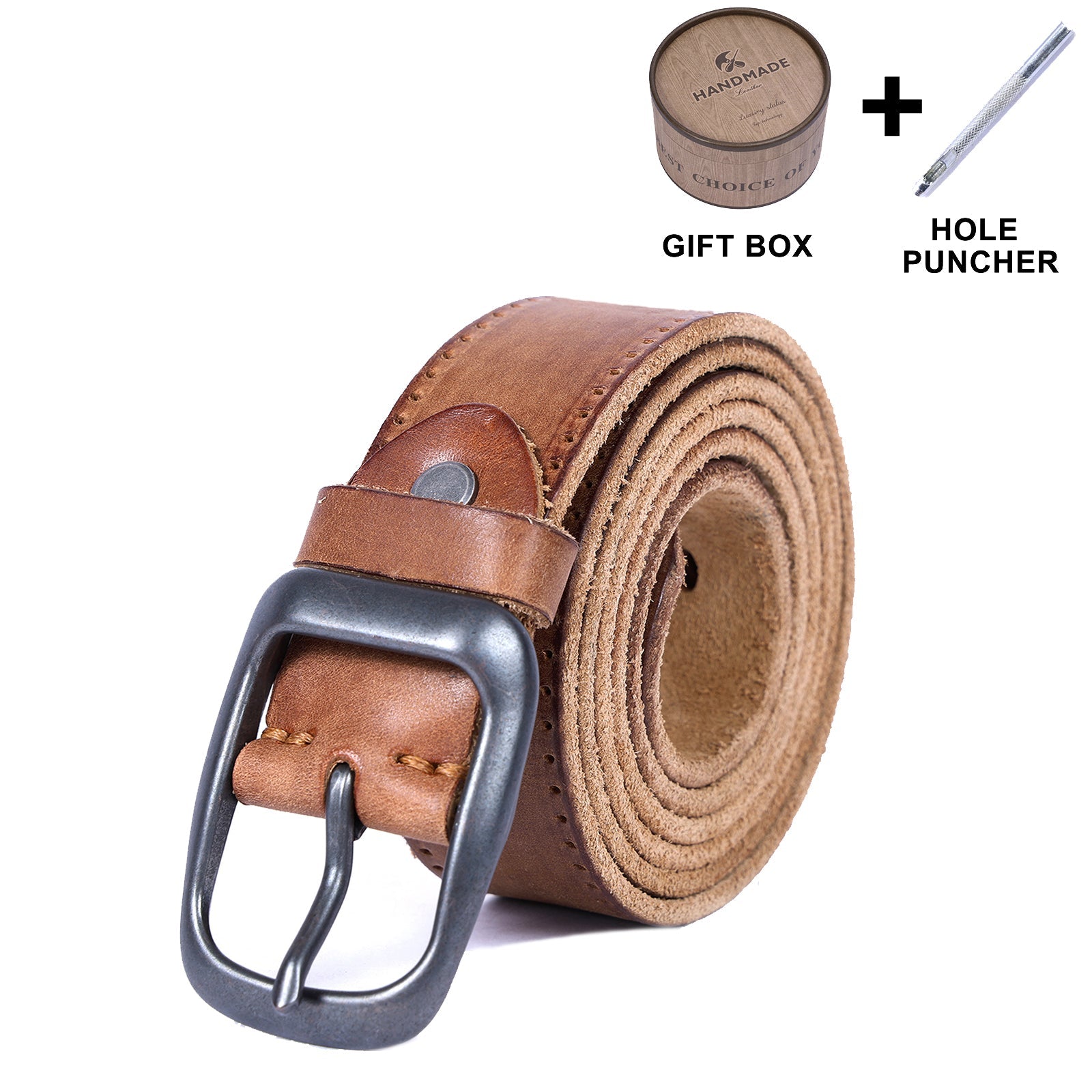 Genuine Leather Men's Belt & Thick Full Grain & Handmade Belt