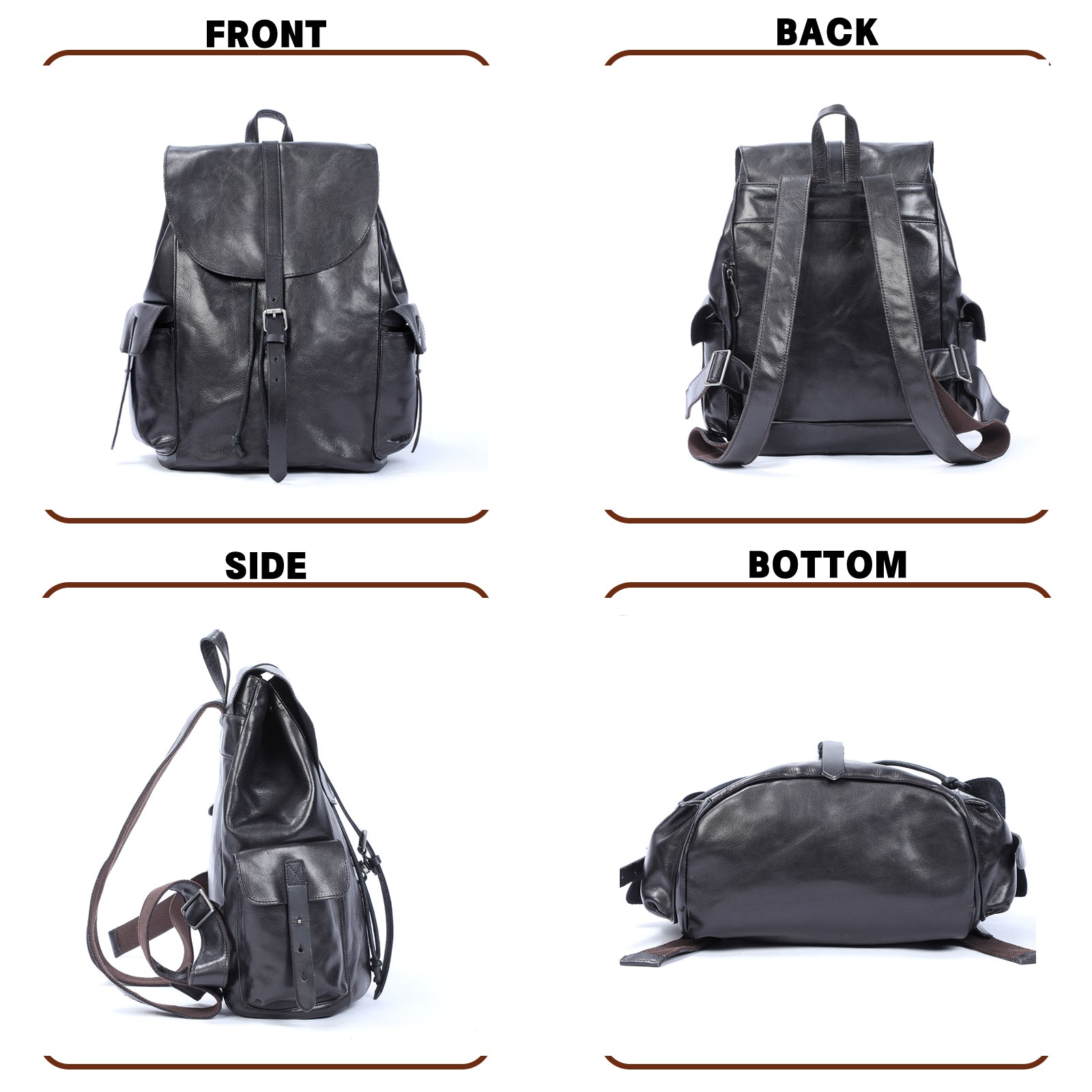 Genuine Leather Backpack For Men & Full Grain Leather & Handcrafted Daypack