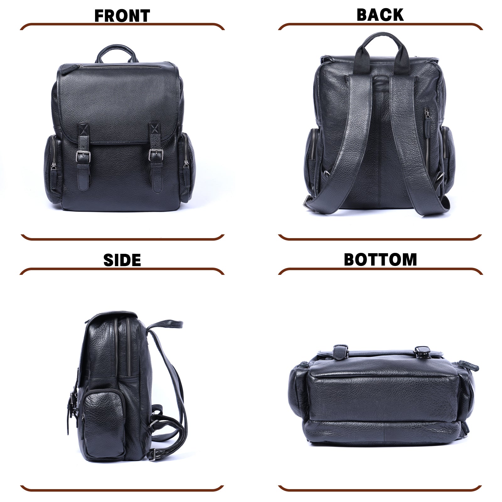 Genuine Leather Backpack For Men & Full Grain Leather & Daypack