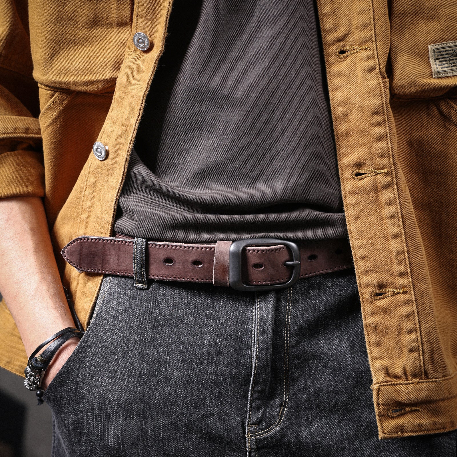 Genuine Leather Men's Belt & Thick Full Grain & Handmade Belt