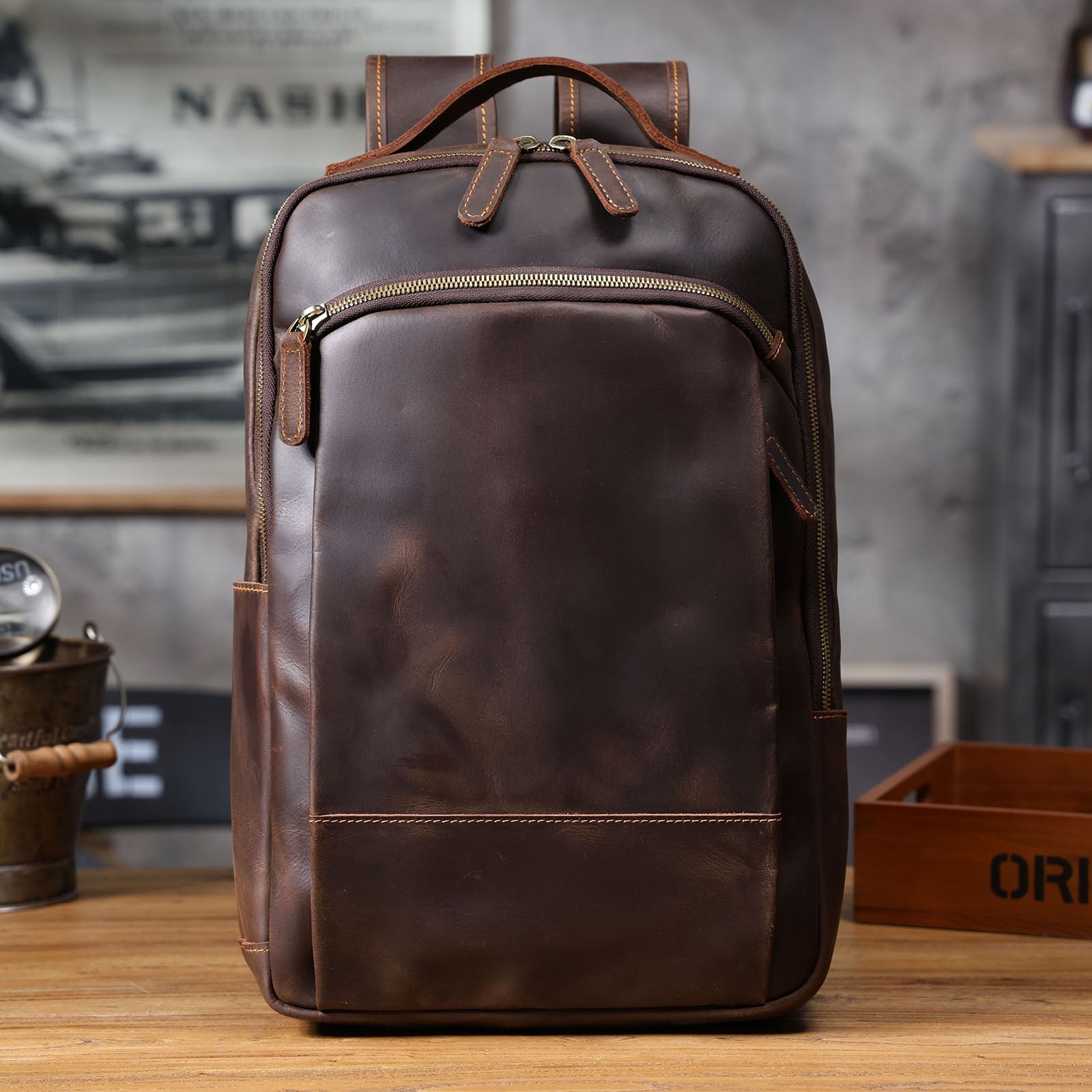 Genuine Leather Backpack For Men & Full Grain Leather & Handcrafted Daypack