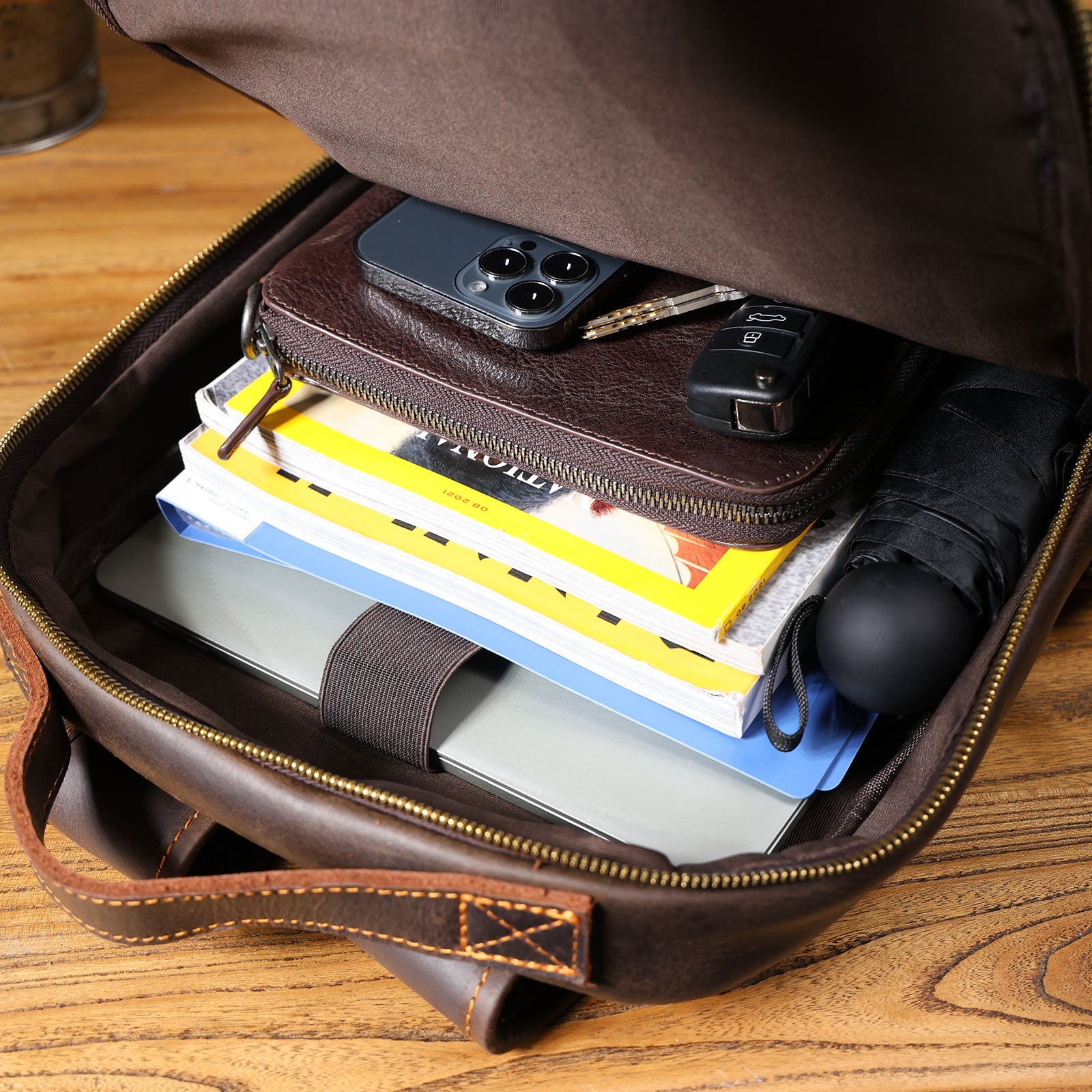 Genuine Leather Backpack For Men & Full Grain Leather & Handcrafted Daypack