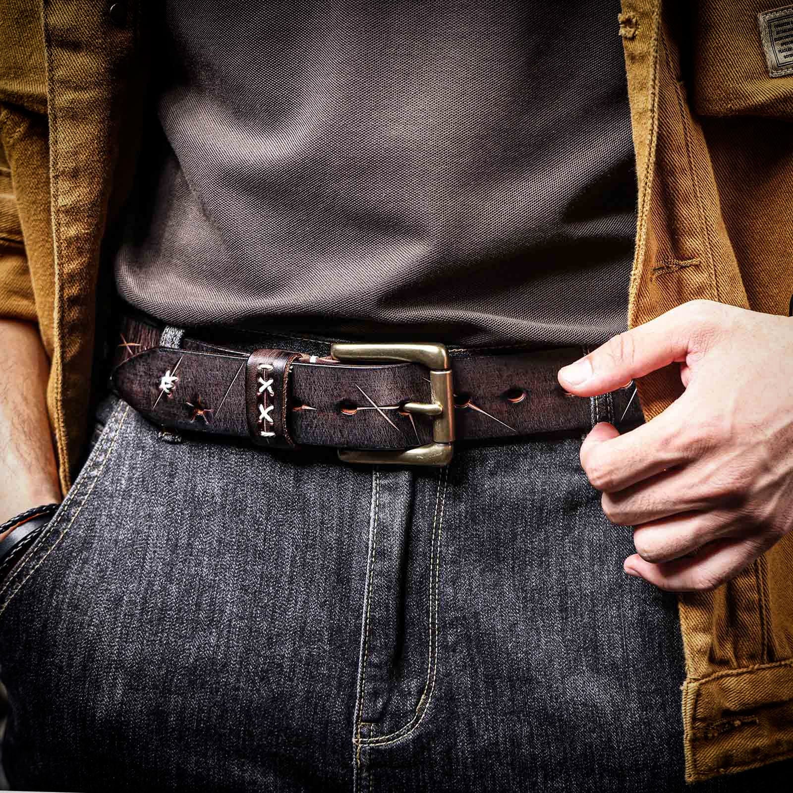 Leather Men's Belt & Genuine Full Grain & Handmade Belt
