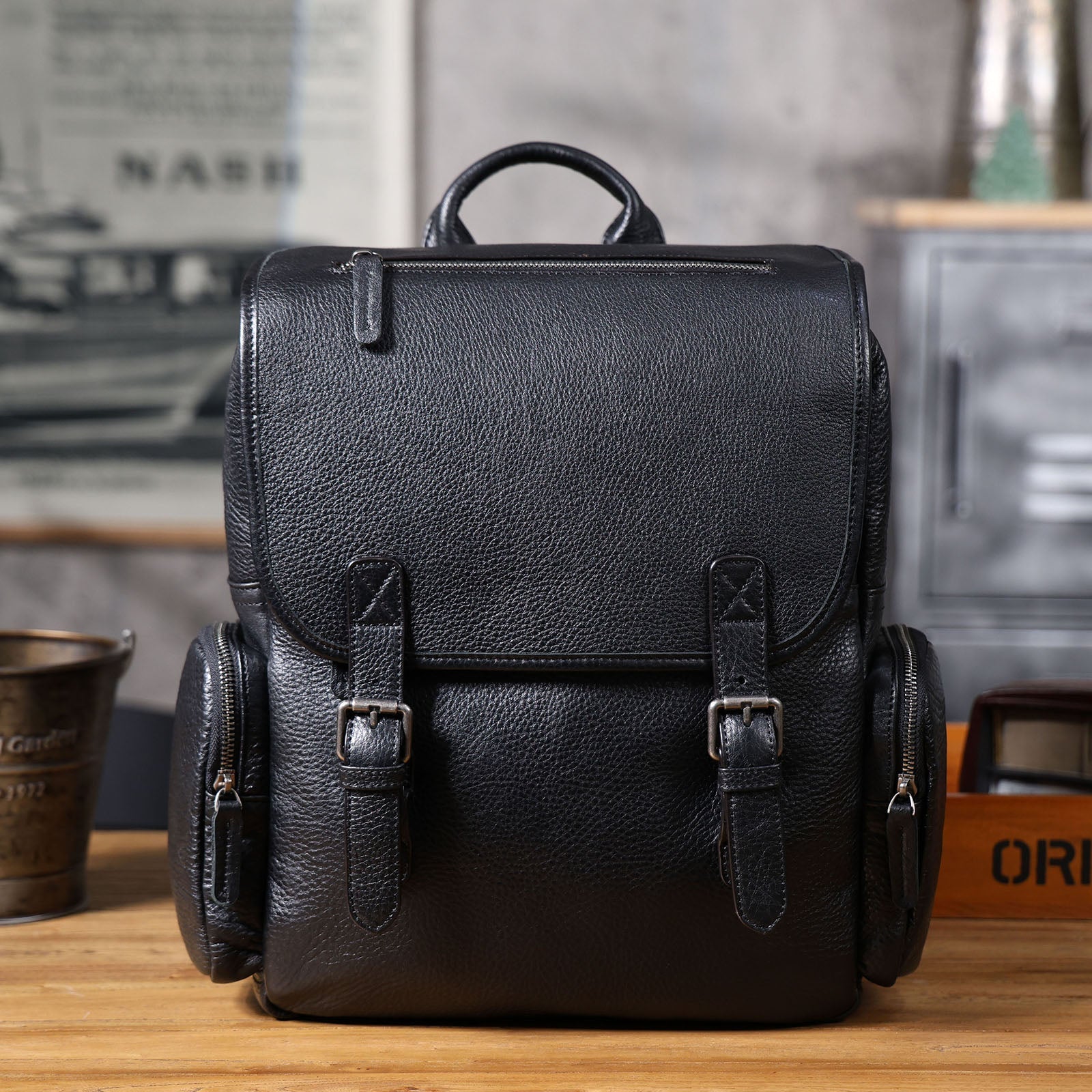 Genuine Leather Backpack For Men & Full Grain Leather & Daypack