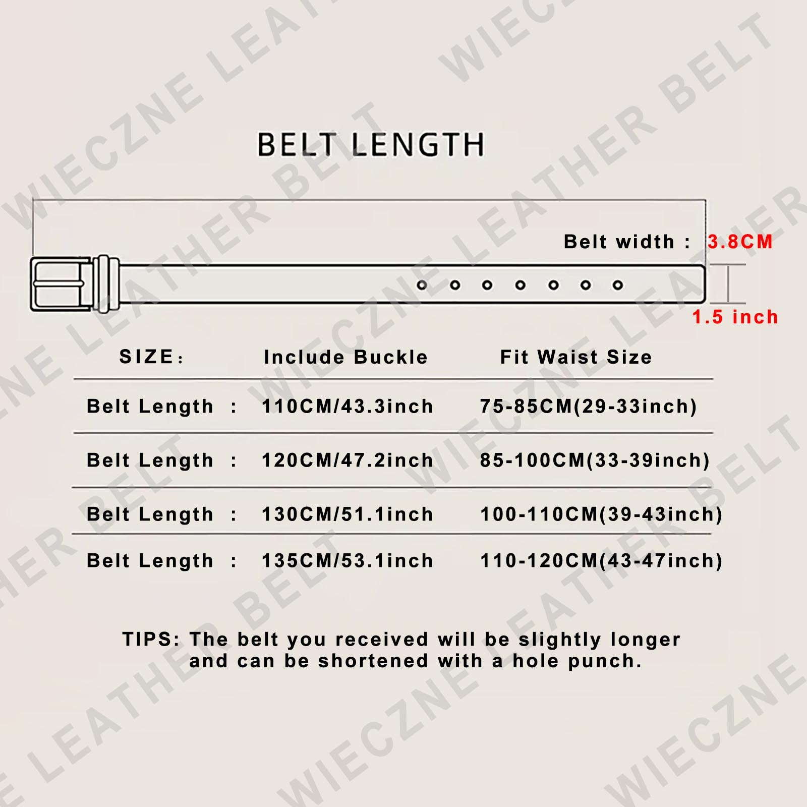 Genuine Leather Men's Belt & Thick Full Grain & Solid Brass Buckle