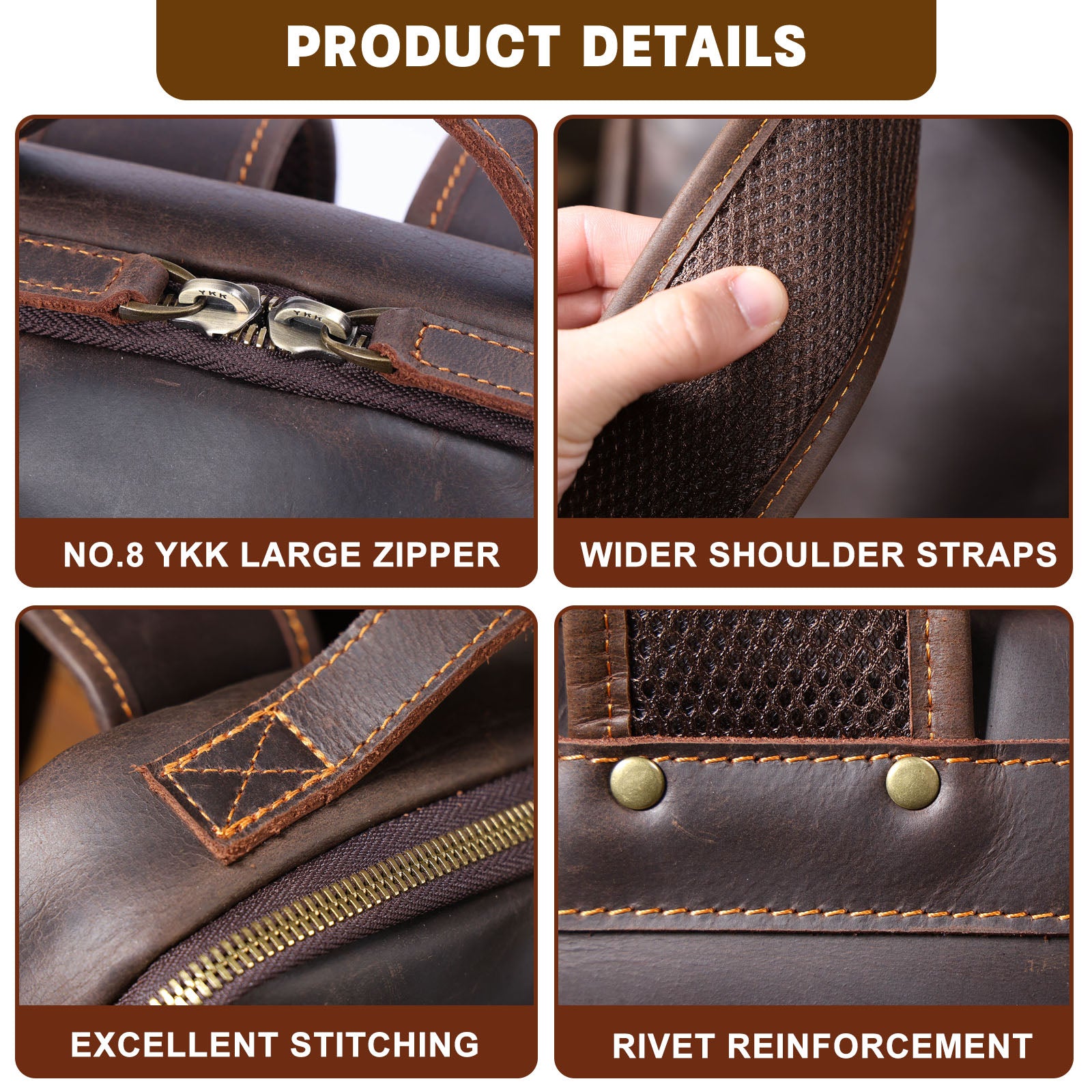 Genuine Leather Backpack For Men & Full Grain Leather & Handcrafted Daypack