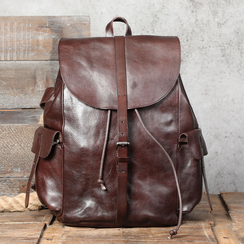 Genuine Leather Backpack For Men & Full Grain Leather & Handcrafted Daypack