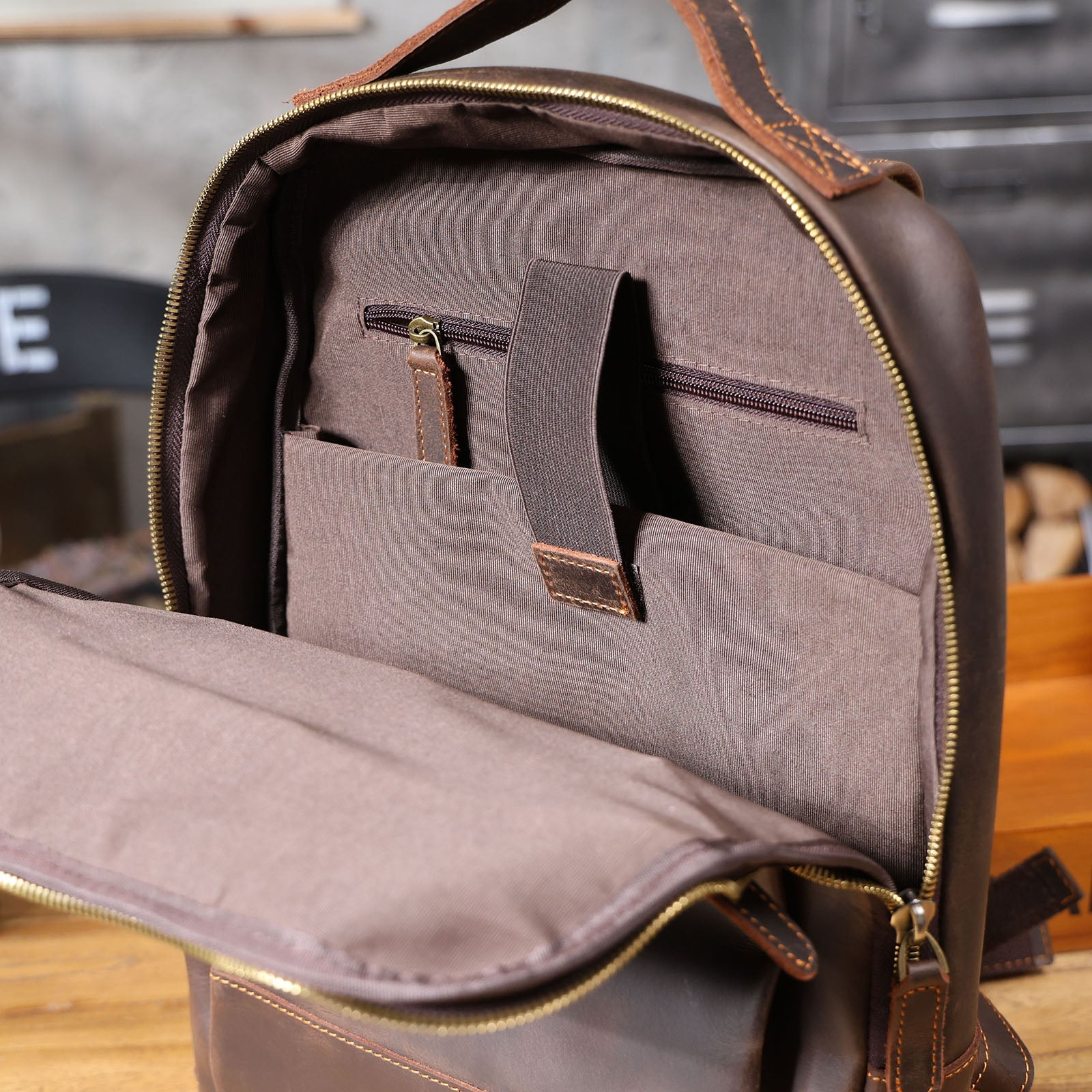 Genuine Leather Backpack For Men & Full Grain Leather & Handcrafted Daypack