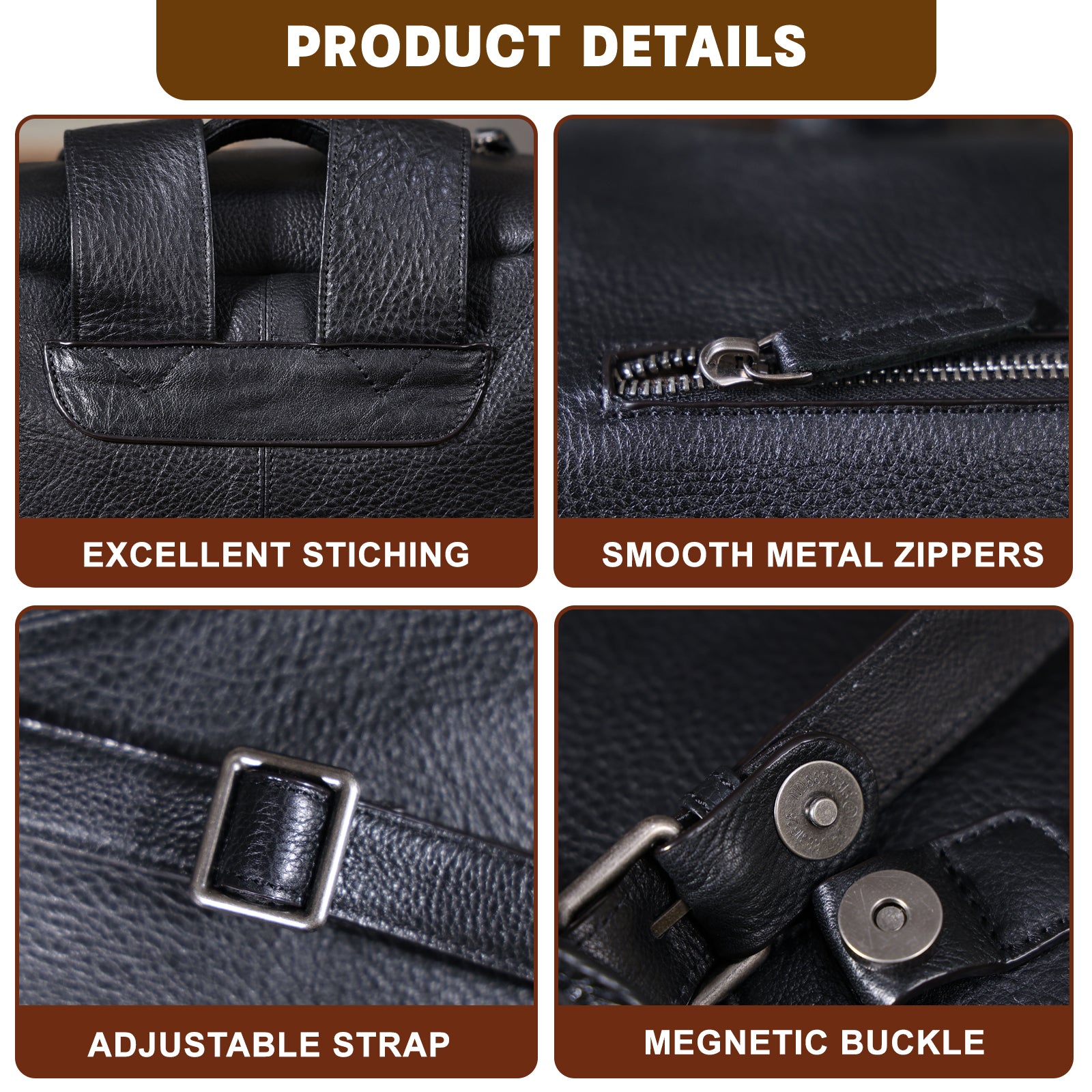 Genuine Leather Backpack For Men & Full Grain Leather & Daypack