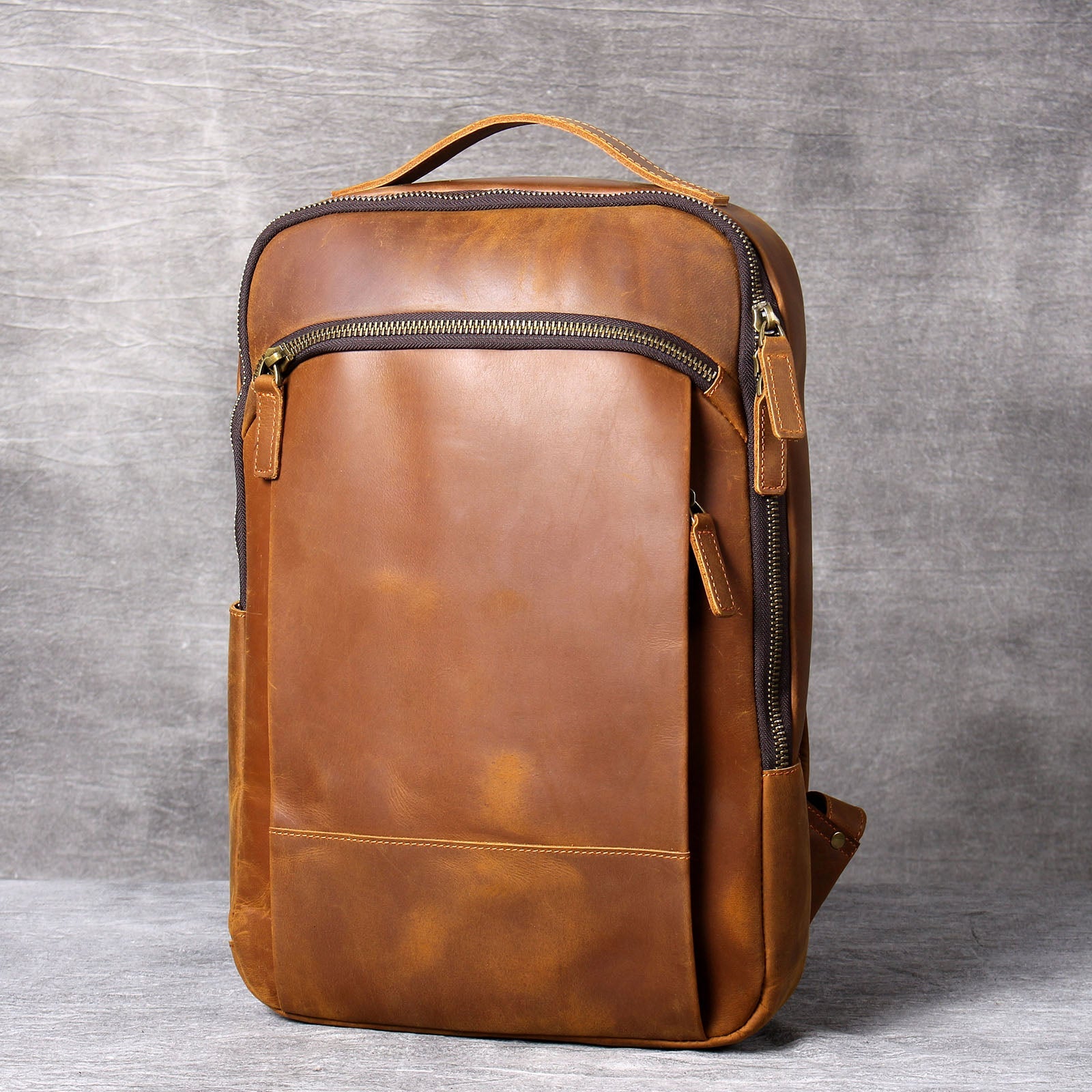 Genuine Leather Backpack For Men & Full Grain Leather & Handcrafted Daypack